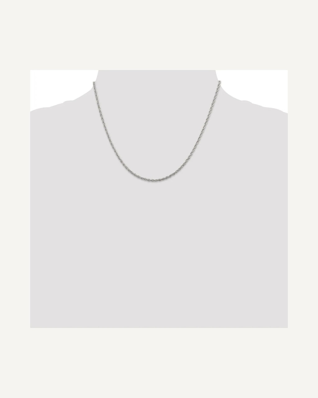 Former on-model view — Sterling Silver 2mm Sparkle Rope Chain