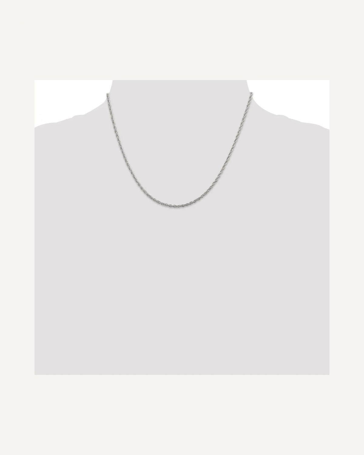 Former on-model view — Sterling Silver 2mm Sparkle Rope Chain