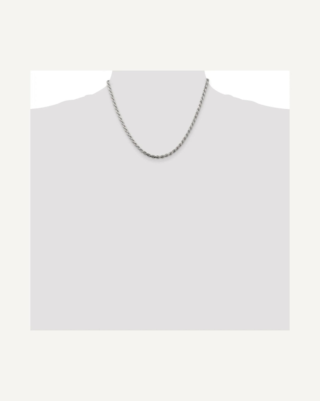 Former on-model view — Sterling Silver 3mm Diamond Cut Rope Chain