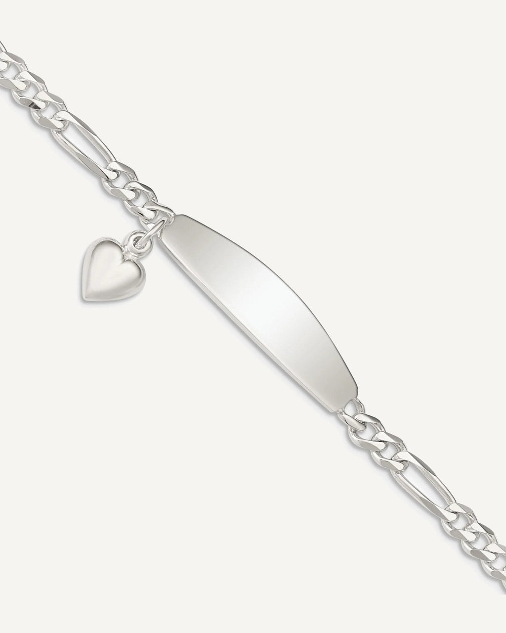 Custom Engraved Sterling Silver Women's Heart Charm ID Bracelet