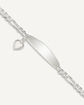 Custom Engraved Sterling Silver Women's Heart Charm ID Bracelet