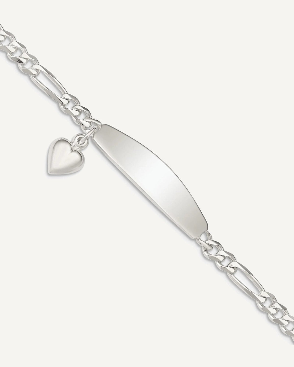 Custom Engraved Sterling Silver Women's Heart Charm ID Bracelet