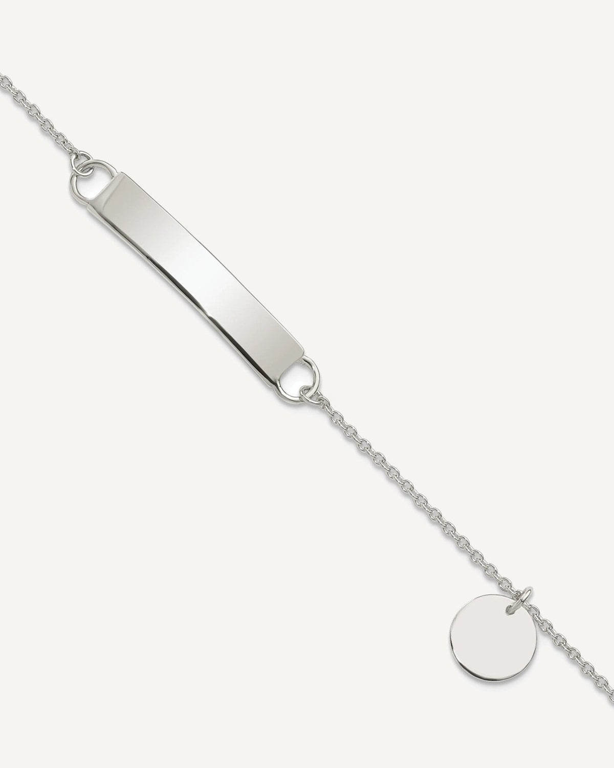Custom Engraved Sterling Silver Women's Round Charm ID Bracelet