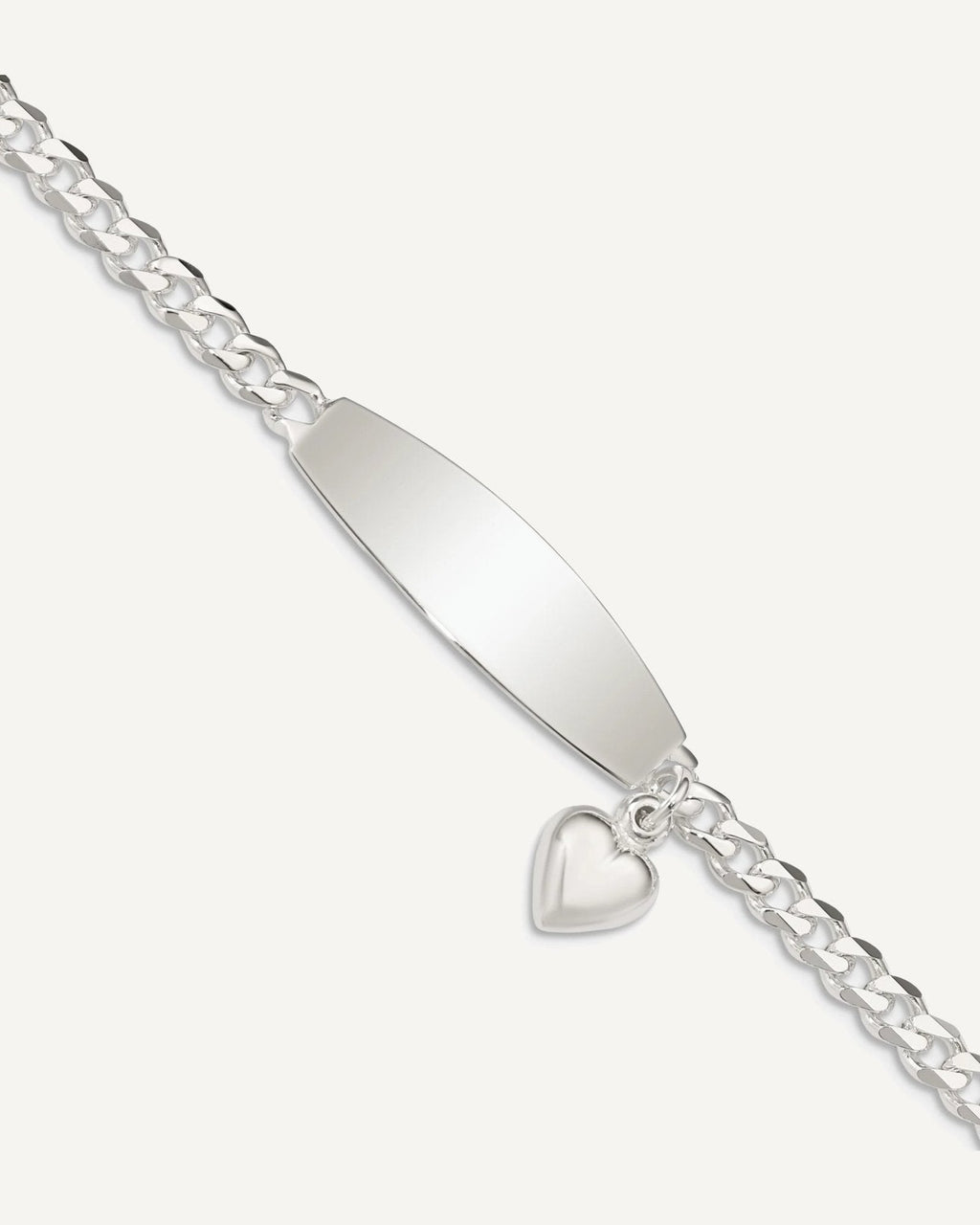 Custom Engraved Sterling Silver Women's Heart Charm ID Bracelet