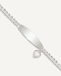 Custom Engraved Sterling Silver Women's Heart Charm ID Bracelet