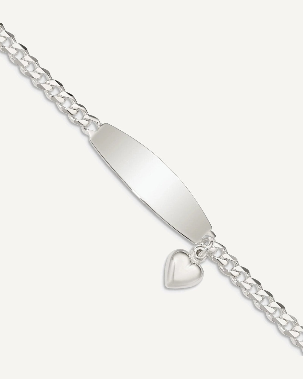 Custom Engraved Sterling Silver Women's Heart Charm ID Bracelet