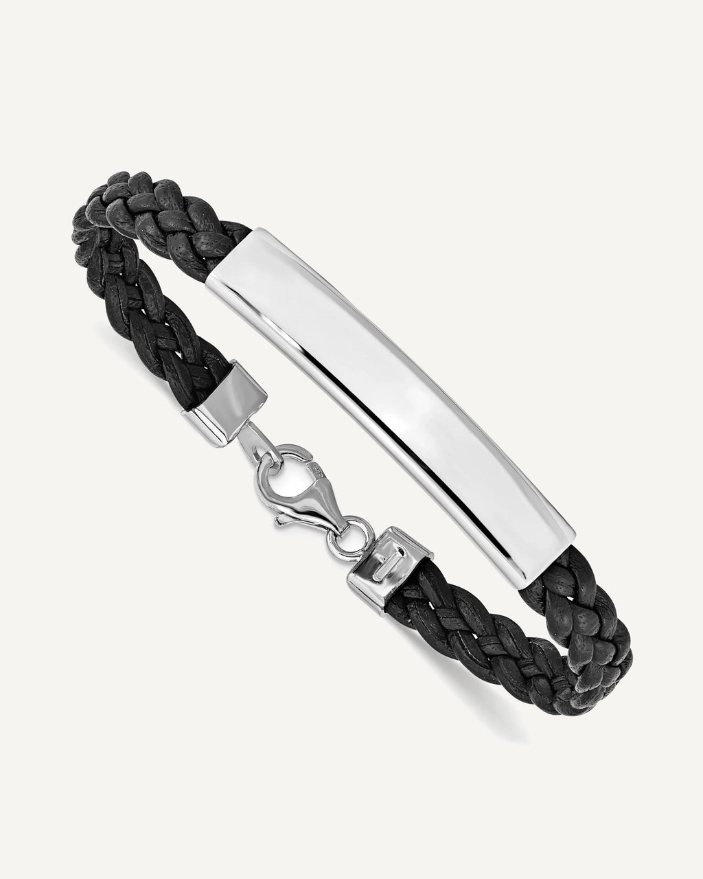 Custom Engraved Sterling Silver Women's Leather ID Bracelet