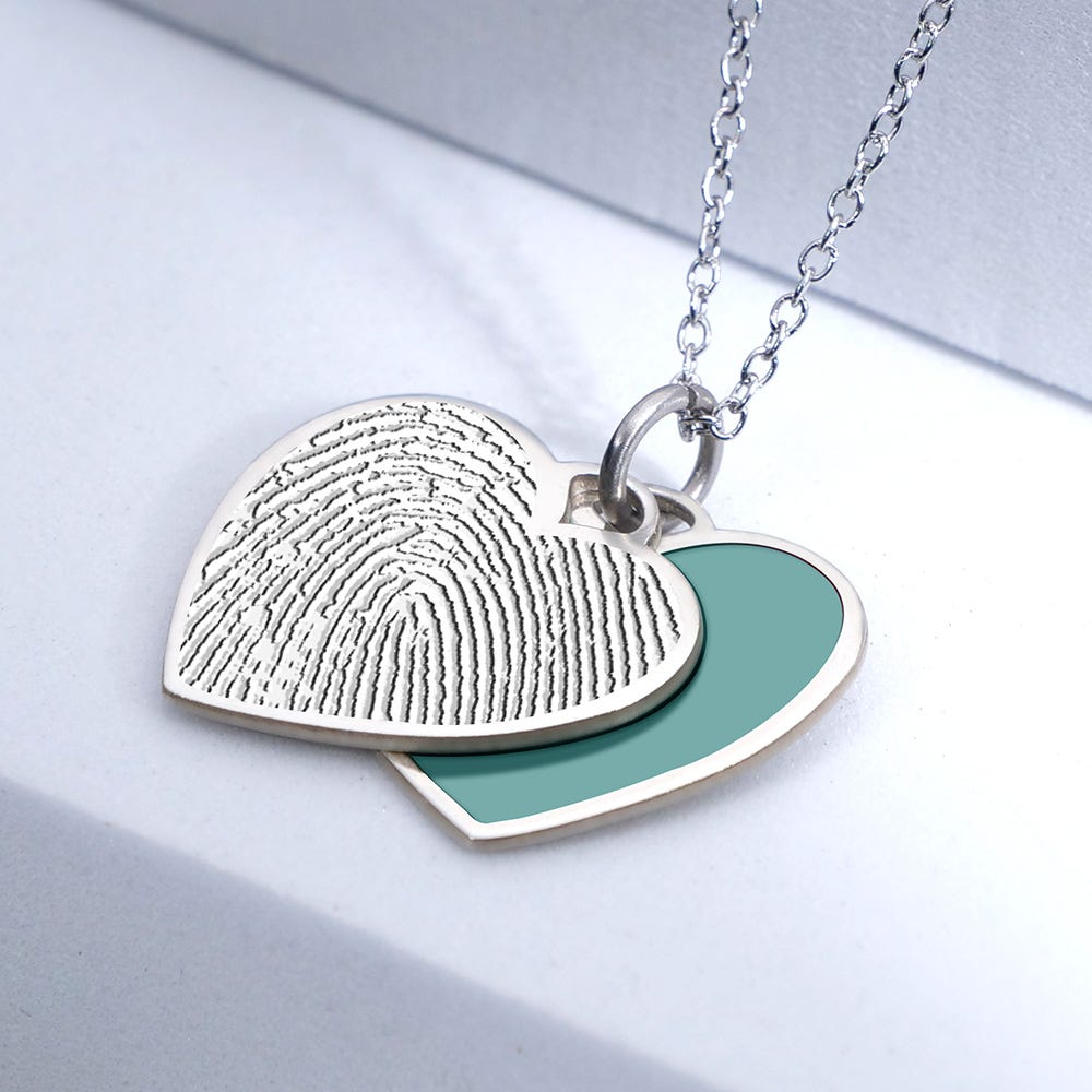 Tiffany Style Heart Swivel Fingerprint Pendant