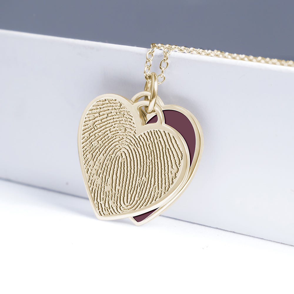 Tiffany Style Heart Swivel Fingerprint Pendant