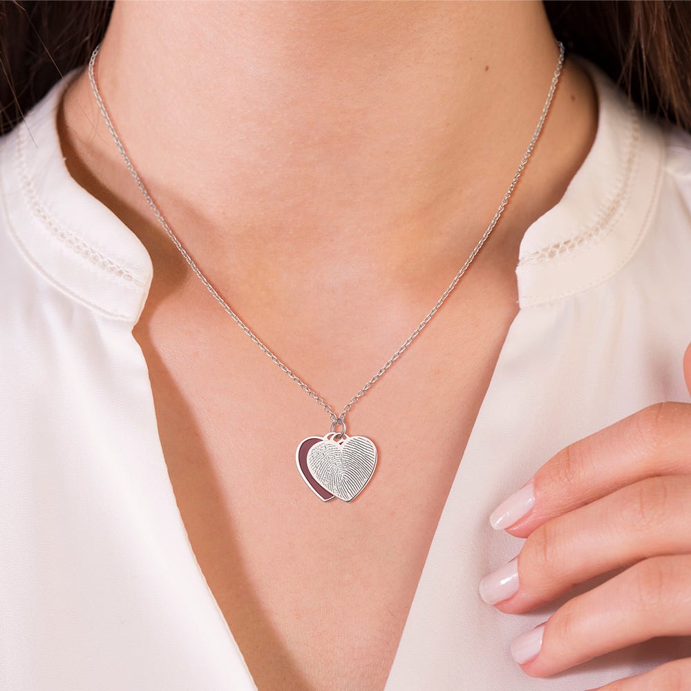 Tiffany Style Heart Swivel Fingerprint Pendant