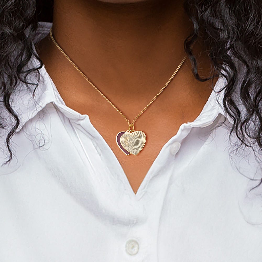 Tiffany Style Heart Swivel Fingerprint Pendant