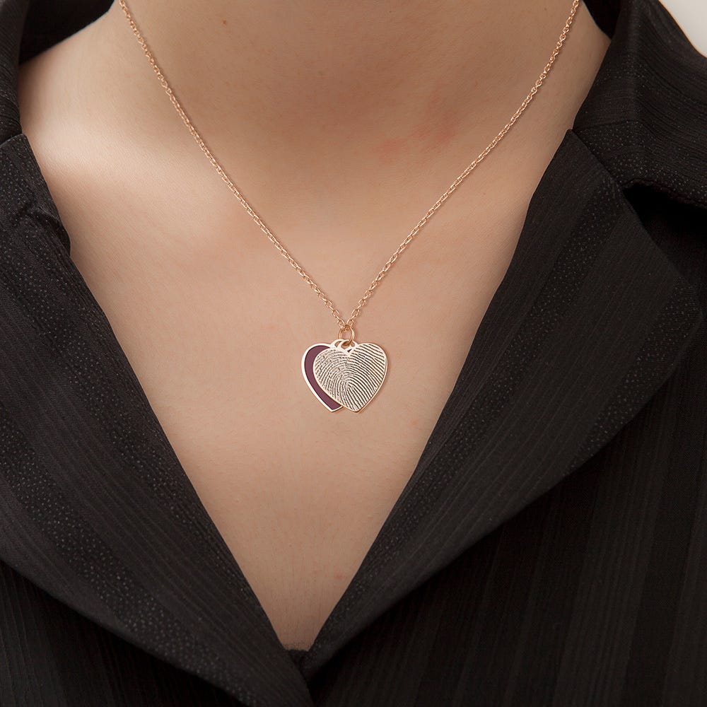 Tiffany Style Heart Swivel Fingerprint Pendant