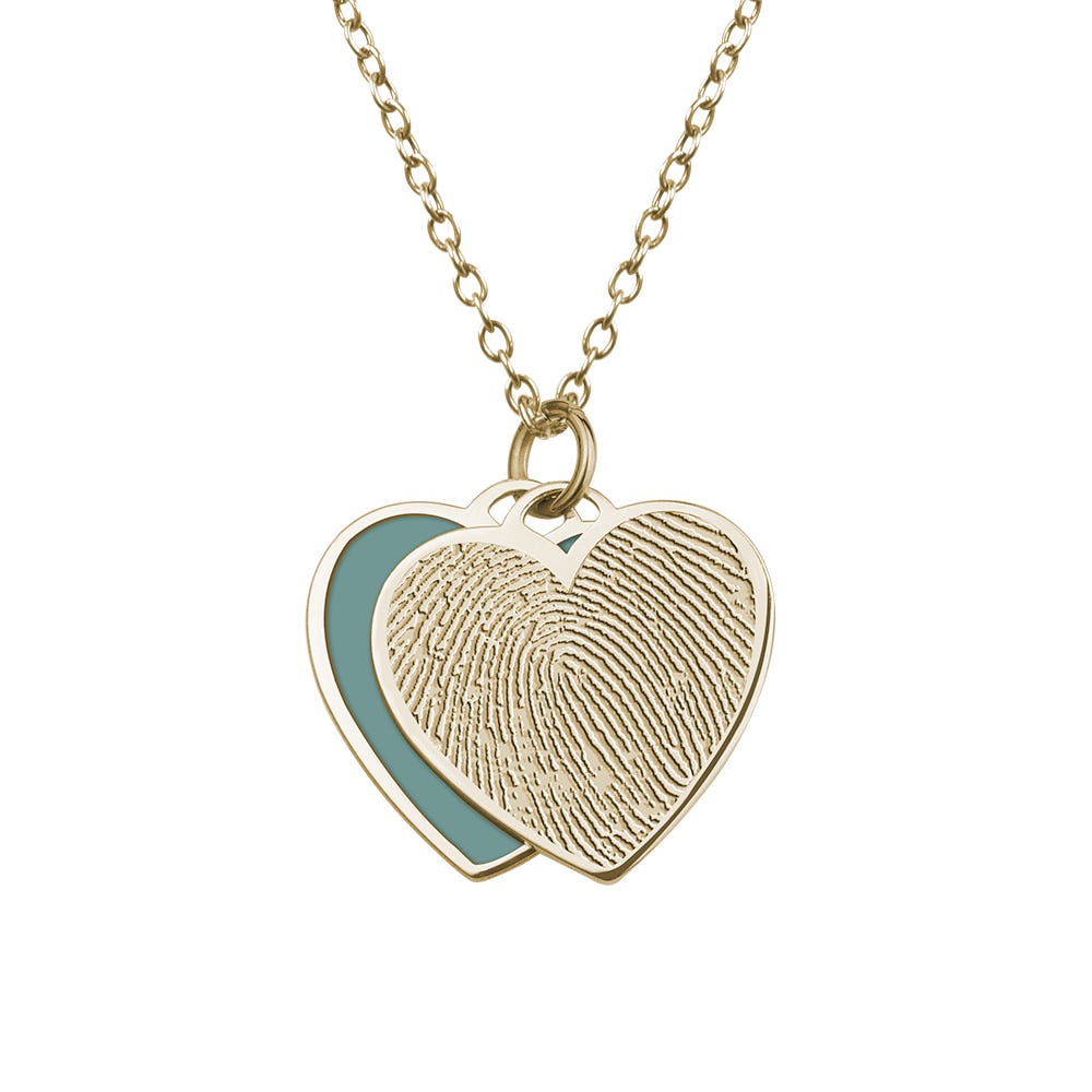 Tiffany Style Heart Swivel Fingerprint Pendant