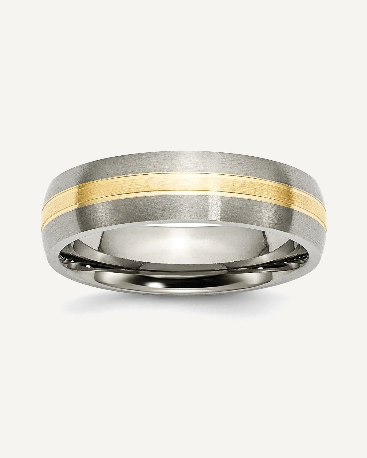 Titanium 14k Gold Inlay 6mm Brushed and Polished Wedding Band