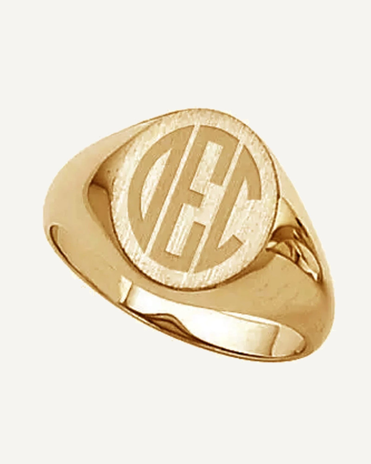 14K Gold Men's Round Hollow Signet Ring