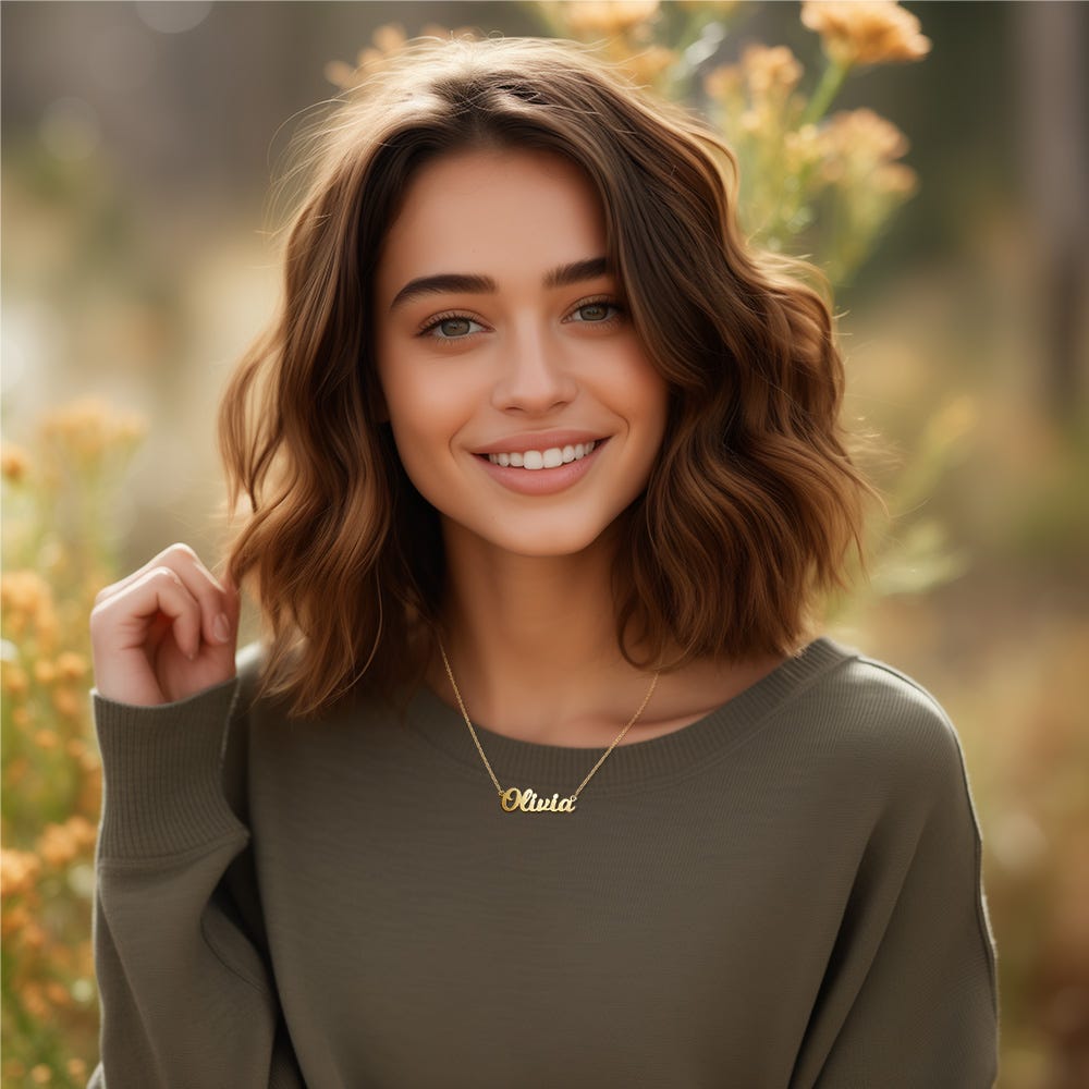 Script Name Necklace with Chain Included
