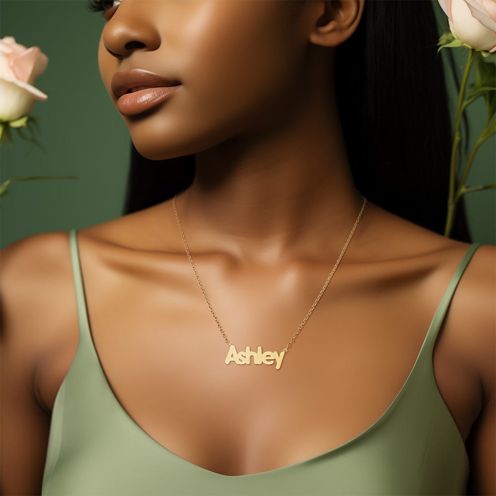 Personalized Classic Block Name Necklace with Chain Included